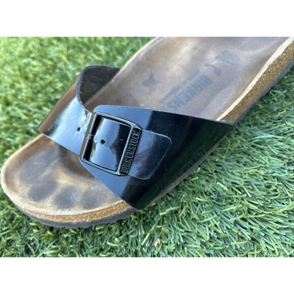 Birkenstock Unisex Madrid Black Patent Leather Slip On Sandals Size EU 41 L10 M8 - Picture 6 of 15